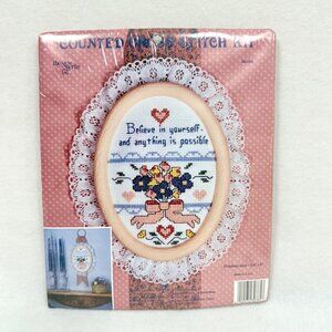 Vintage Believe In Yourself Counted Cross Stitch Kit - New Vintage Kit/Sealed